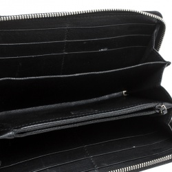 Gucci Black Guccissima Leather Interlocking GG Zip Around Wallet