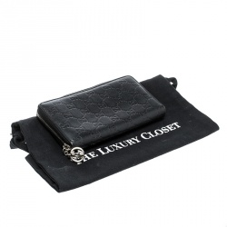 Gucci Black Guccissima Leather Interlocking GG Zip Around Wallet