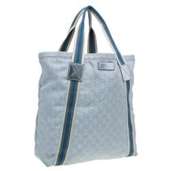 مملوكة مسبقًا Gucci Silver Monogram Coated Canvas Tote