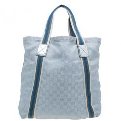 مملوكة مسبقًا Gucci Silver Monogram Coated Canvas Tote