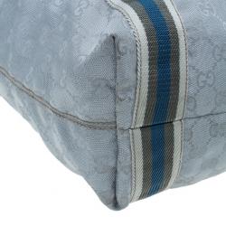مملوكة مسبقًا Gucci Silver Monogram Coated Canvas Tote
