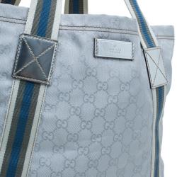 مملوكة مسبقًا Gucci Silver Monogram Coated Canvas Tote