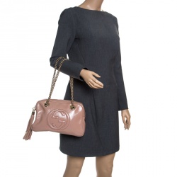 Pre Owned حقيبة كتف غوتشي سوهو جلد بيج متوسطة بسلسلة