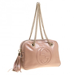 Pre Owned حقيبة كتف غوتشي سوهو جلد بيج متوسطة بسلسلة