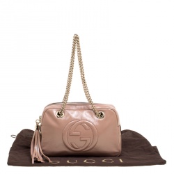 Pre Owned حقيبة كتف غوتشي سوهو جلد بيج متوسطة بسلسلة