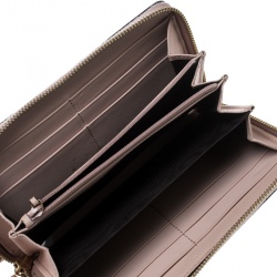 Gucci Blush Pink Leather Bamboo Zip Around Wallet