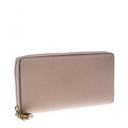 Gucci Blush Pink Leather Bamboo Zip Around Wallet