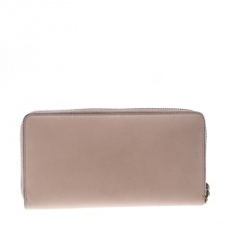 Gucci Blush Pink Leather Bamboo Zip Around Wallet