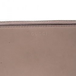 Gucci Blush Pink Leather Bamboo Zip Around Wallet