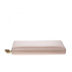 Gucci Blush Pink Leather Bamboo Zip Around Wallet