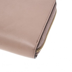 Gucci Blush Pink Leather Bamboo Zip Around Wallet