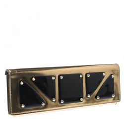 مملوكة مسبقًا Gucci Gold Leather Romy Clutch