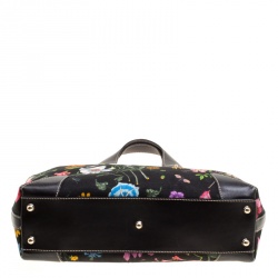 Pre Owned Gucci Black Floral Print Canvas Tote