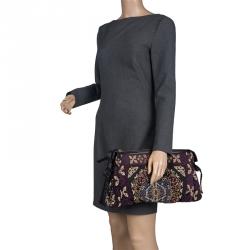 مملوكة مسبقًا Gucci Multicolor Embroidered Canvas Large Hysteria Clutch