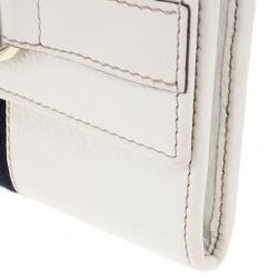 Pre Owned Gucci White Horsebit and Web Detail Continental Wallet