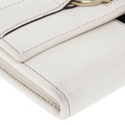 Pre Owned Gucci White Horsebit and Web Detail Continental Wallet