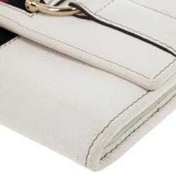 Pre Owned Gucci White Horsebit and Web Detail Continental Wallet