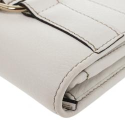 Pre Owned Gucci White Horsebit and Web Detail Continental Wallet