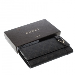 مملوكة مسبقًا Gucci Dark Brown GG Supreme Canvas Nice Continental Wallet
