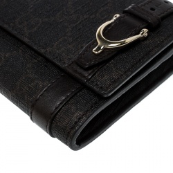 مملوكة مسبقًا Gucci Dark Brown GG Supreme Canvas Nice Continental Wallet