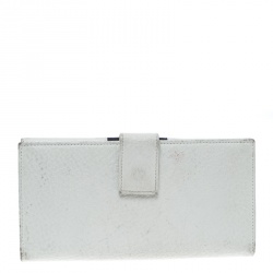 Gucci White Leather Web GG Interlocking Continental Wallet 