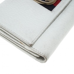 Gucci White Leather Web GG Interlocking Continental Wallet 