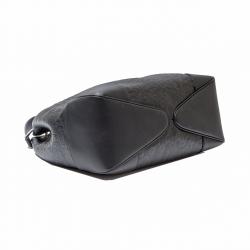 Pre Owned Gucci Black Horsebit Embossed Leather Shoulder Bag