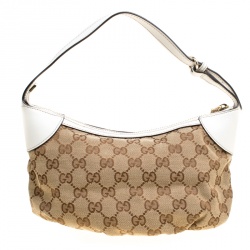 مملوكة مسبقًا Gucci Beige/Off White GG Canvas and Leather Accessories Pochette bag