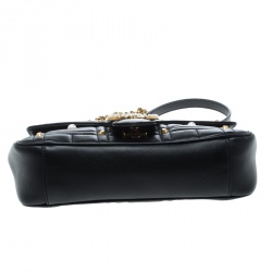 مملوكة مسبقًا Gucci Black Matelasse Leather Pearl Embellished GG Marmont Shoulder Bag
