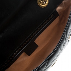 مملوكة مسبقًا Gucci Black Matelasse Leather Pearl Embellished GG Marmont Shoulder Bag