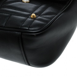 مملوكة مسبقًا Gucci Black Matelasse Leather Pearl Embellished GG Marmont Shoulder Bag