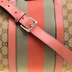 Pre Owned Gucci Brown/Beige GG Canvas Medium Vintage Web Boston Bag