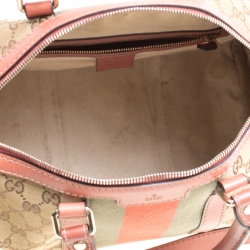 Pre Owned Gucci Brown/Beige GG Canvas Medium Vintage Web Boston Bag