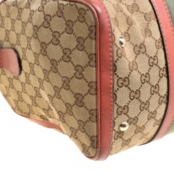 Pre Owned Gucci Brown/Beige GG Canvas Medium Vintage Web Boston Bag