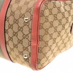 Pre Owned Gucci Brown/Beige GG Canvas Medium Vintage Web Boston Bag