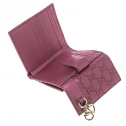 Pre Owned Gucci Metallic Pink Guccissima Leather Compact Wallet