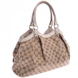 مملوكة مسبقًا Gucci  Beige/Pink GG Canvas Sukey Bag