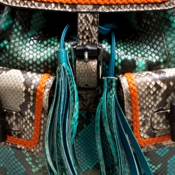 Pre Owned Gucci Multicolor Python Bamboo Drawstring Backpack