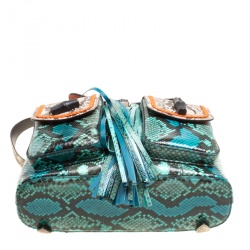 Pre Owned Gucci Multicolor Python Bamboo Drawstring Backpack