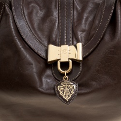 Pre Owned Gucci Dark Borwn Leather Duchessa Flap Satchel