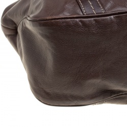 Pre Owned Gucci Dark Borwn Leather Duchessa Flap Satchel