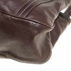 Pre Owned Gucci Dark Borwn Leather Duchessa Flap Satchel