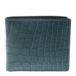 Gucci Ocean Blue Crocodile Bifold Wallet