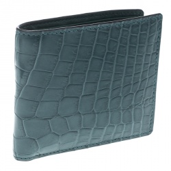Gucci Ocean Blue Crocodile Bifold Wallet
