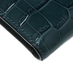 Gucci Ocean Blue Crocodile Bifold Wallet
