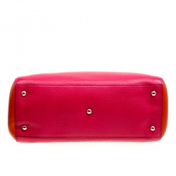 Pre Owned Gucci Fuchsia/Orange Leather Medium Exclusive Bamboo Shopper Top Handle Bag