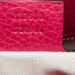 Pre Owned Gucci Fuchsia/Orange Leather Medium Exclusive Bamboo Shopper Top Handle Bag