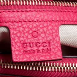 Pre Owned Gucci Fuchsia/Orange Leather Medium Exclusive Bamboo Shopper Top Handle Bag