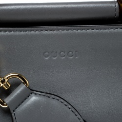 مملوكة مسبقًا Gucci Grey/Off White Leather Small Nymphaea Bamboo Top Handle Shoulder Bag