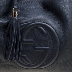 مملوكة مسبقًا Gucci Navy Blue Leather Oversized Soho Tote